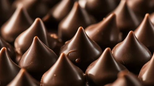 Chocolate Drops Arranged in Precise Geometric Rows.