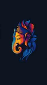 Vibrant vector Ganesh profile with multicolor gradient contours