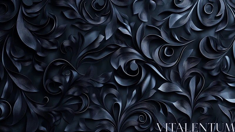 Nocturne scrollwork garden in deep midnight steel bloom.