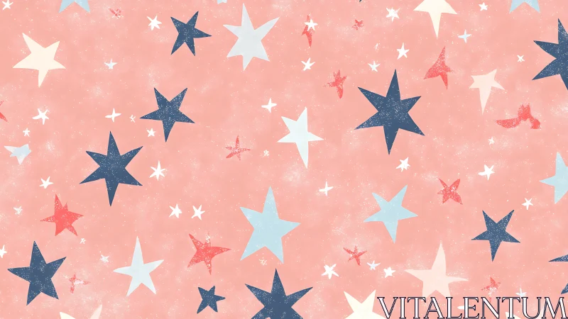 Retro star pattern over soft pastel coral background.