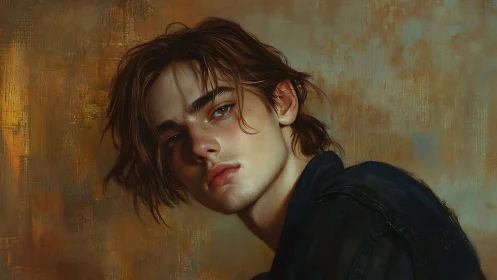 Soft-lit portrait of a thoughtful young dreamer in amber tones.