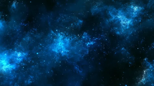 Deep blue cosmic nebula field with scattered star points.