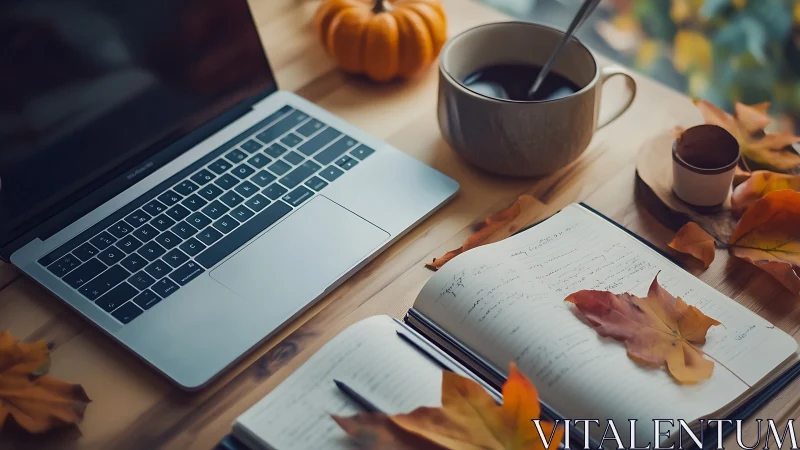Autumn workspace arrangement captures warm seasonal focus