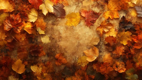 Golden autumn leaves circling a cozy, quiet clearing.