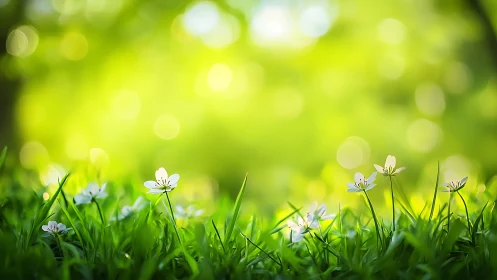 Spring Meadow with Soft Focus Bokeh Depth of Field.