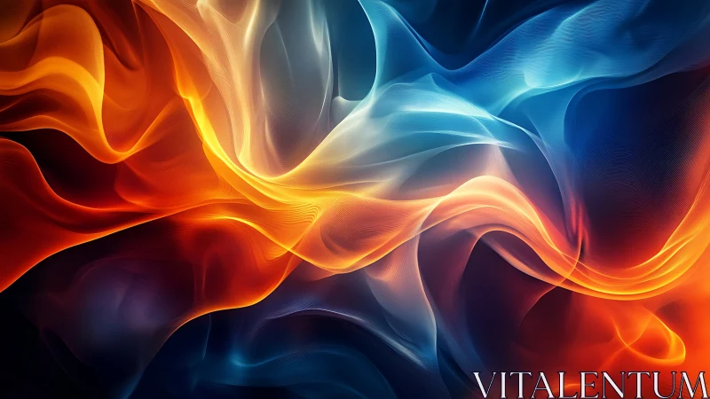 Fluid Luminous Flow: Three-Dimensional Wave Composition with Chromatic Gradient Transition