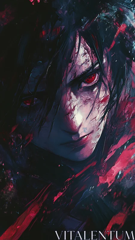 Crimson Gaze Rising From The Shadows Of Broken Night.