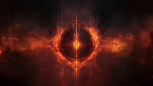 Fiery cosmic sphere radiates symmetrical energy in space