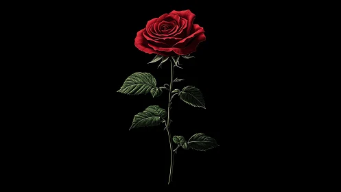 Single Red Rose Against Black, A Timeless Symbol of Love and Beauty