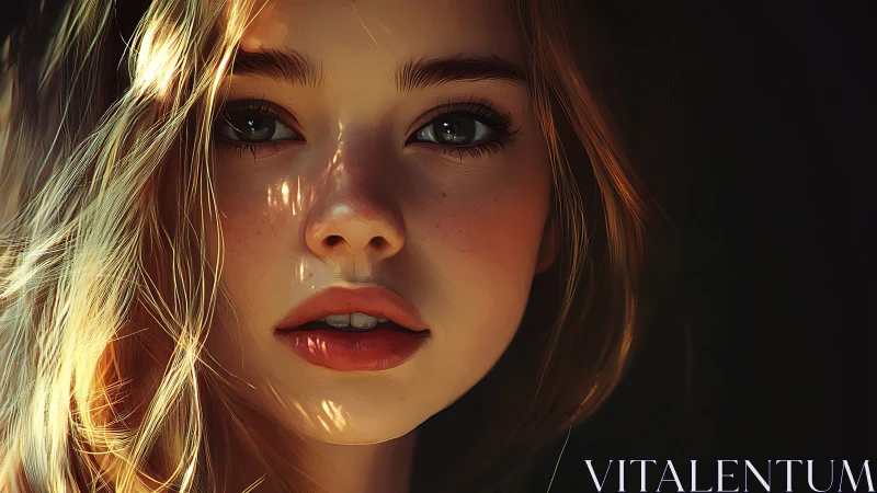 Soft light on a thoughtful digital portrait of quiet wonder.