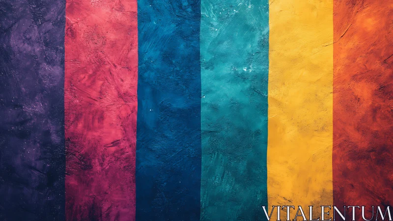 Textured vertical spectrum stripes with rich pigment layering.