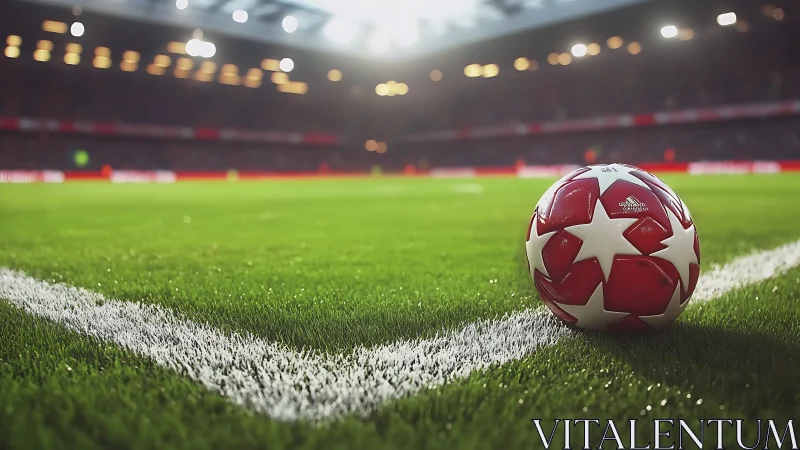 Match night anticipation as a red football waits on the line