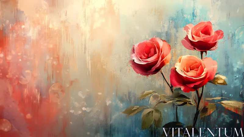 Red Roses in Abstract Watercolor: Ethereal Floral Poetry