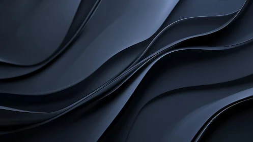 Sleek Black Abstract Waves Digital Art Background Design.