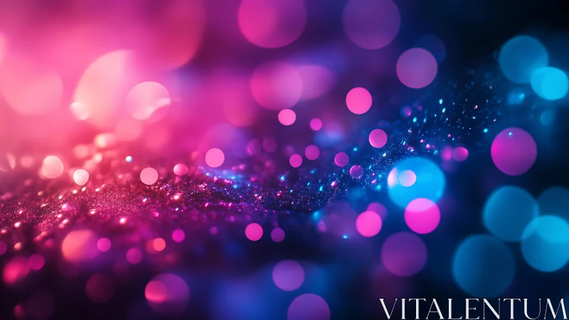 Vibrant Abstract Bokeh Lights in Pink and Blue Tones, Digital Art.