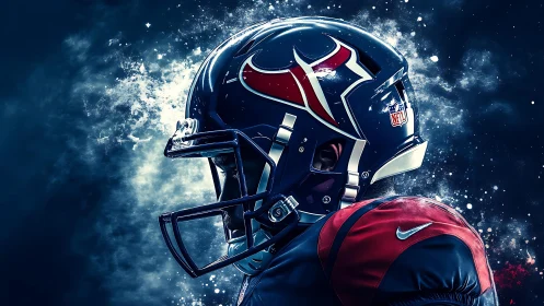 Side-profile render isolates NFL helmet with dynamic particle bloom