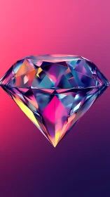 Prismatic diamond floats in neon pink and purple glow.