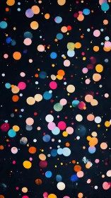 Multicolored circles float over uniform dark background