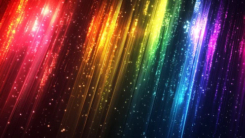 Neon rainstorms streak downward while tiny starflakes sparkle