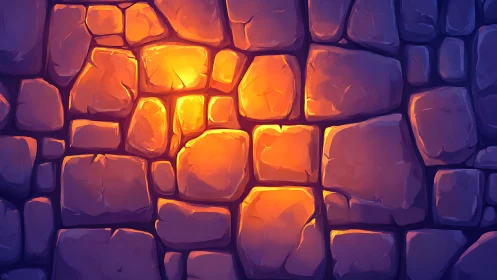 Luminous dungeon stones glowing with hidden ember paths.