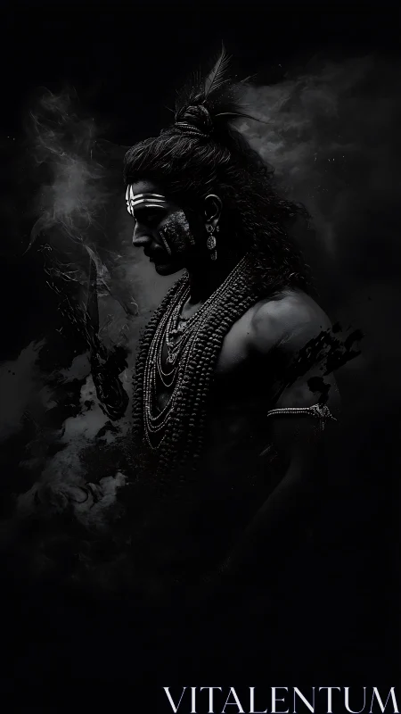 Smokeborn ascetic in midnight silence and sacred shadow.