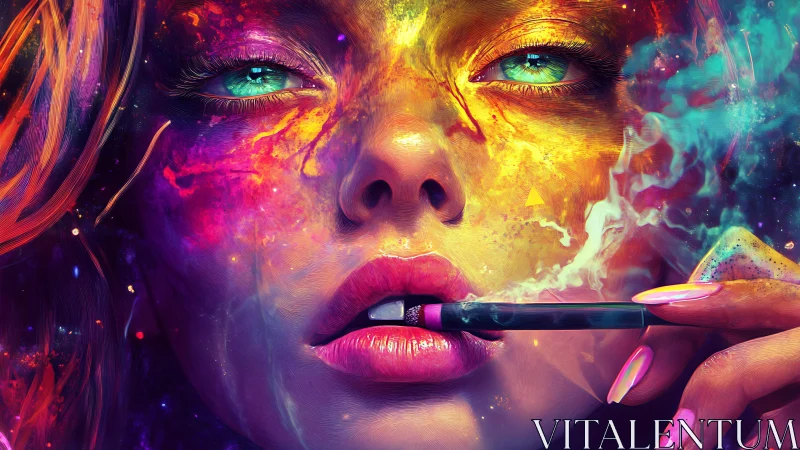 Chromatic vapor portrait with neon-infused facial topology.