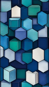 Blue geometry tumbles into a honeycomb of floating blocks