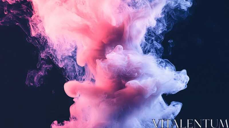 Dreamy pink and violet ink cloud drifting through darkness.