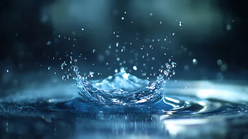 Water droplet crown captures frozen splash geometry.