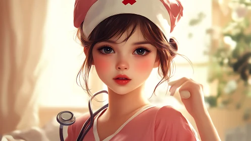 Digital nurse portrait with soft light and vivid detail