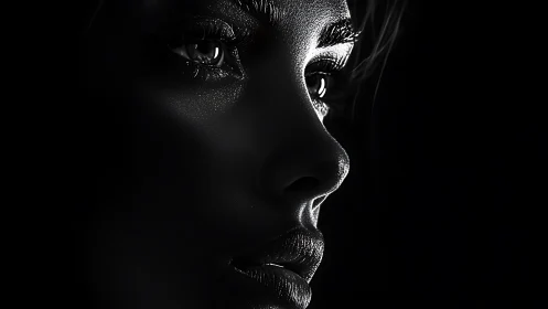 Softly lit profile capturing quiet strength and mystery.