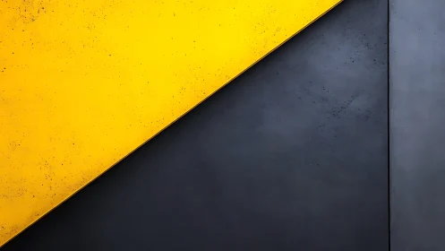 Yellow and dark gray diagonal geometric wall composition.