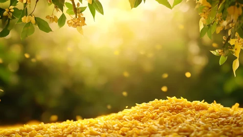 Golden petal harvest under honeyed afternoon sunlight.