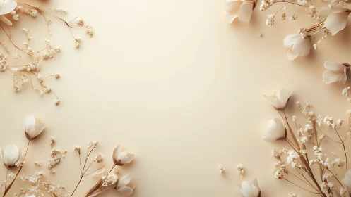 Monochromatic floral arrangement with tulips and baby's breath in shallow depth.