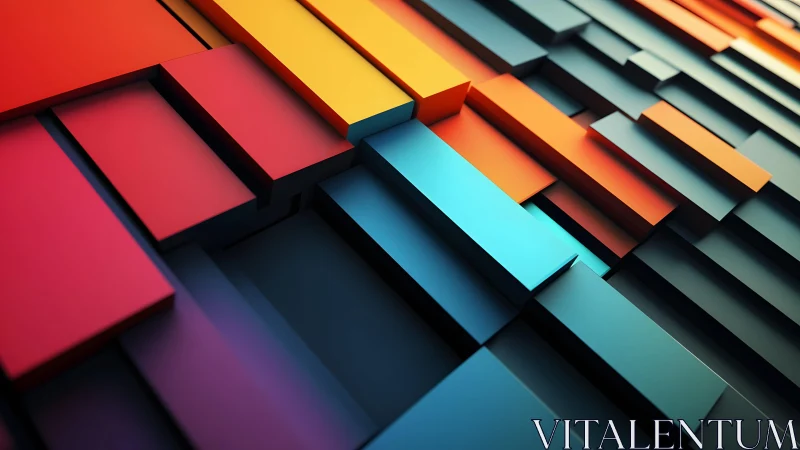 Abstract geometric blocks in vibrant colors, modern digital art style.