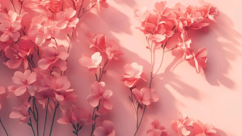 Pink Flowers Dance in Soft Morning Light