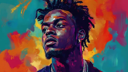 Vivid neon portrait captures confident modern expression.