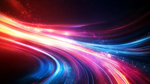 Vivid Light Trails in Motion, Abstract Digital Art Style.