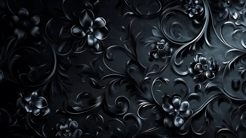 Midnight metal blossoms curl and shimmer across shadowed air
