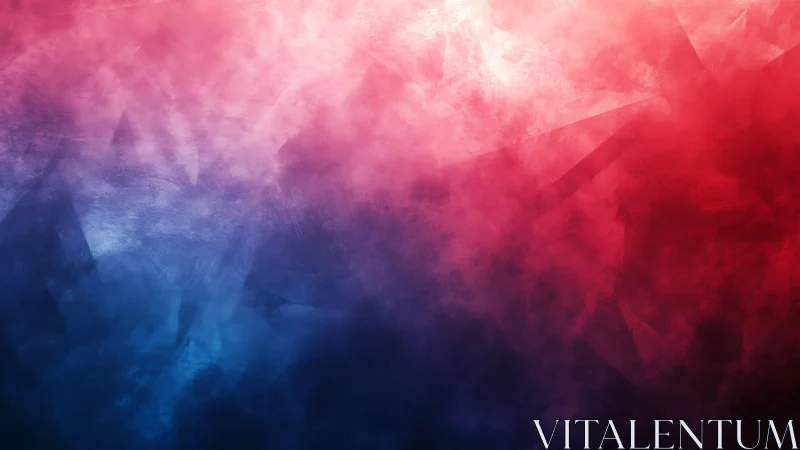 Vibrant red blue gradient clouded by textured digital haze