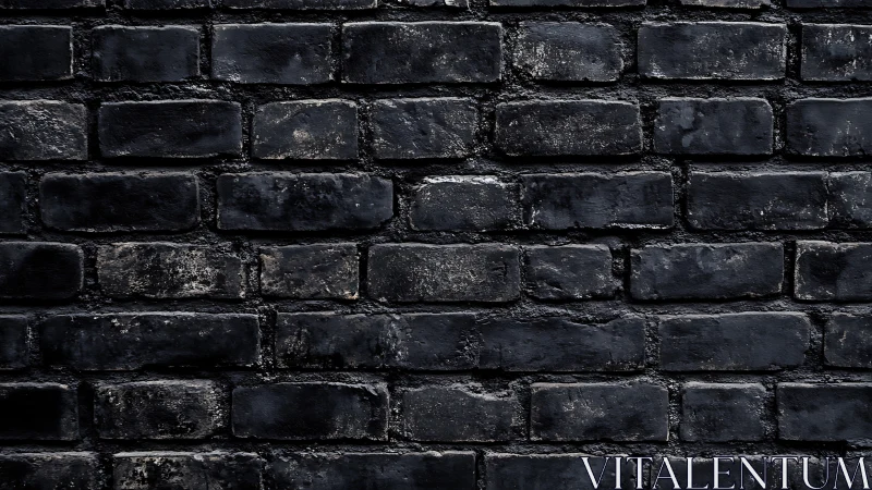 Dark weathered brick wall shows rough urban surface