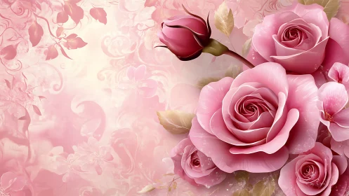 Lush Pink Roses Dance in Elegant Floral Harmony