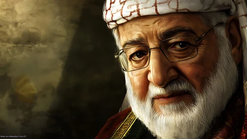 Weathered sage in warm light, eyes carrying desert stories.