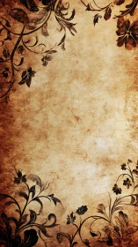 Vintage floral parchment frame with cozy antique charm.