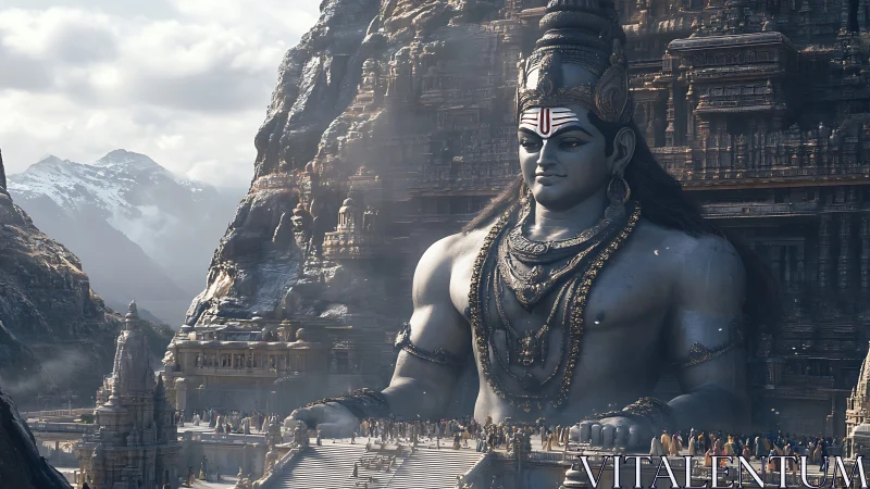 Colossal Shiva monument integrates with mountainous temple city