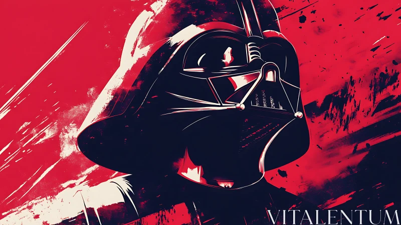 Helmeted sci‑fi figure in high contrast red environment.