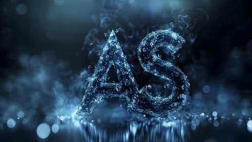 Water-Formed AS Letters in Smoky Blue Digital Art Style.