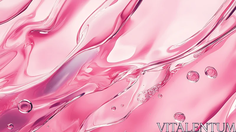 Shimmering pink liquid waves flow with soft glossy light