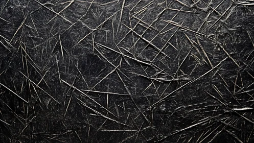 Dark scratched surface with intersecting metallic lines pattern.