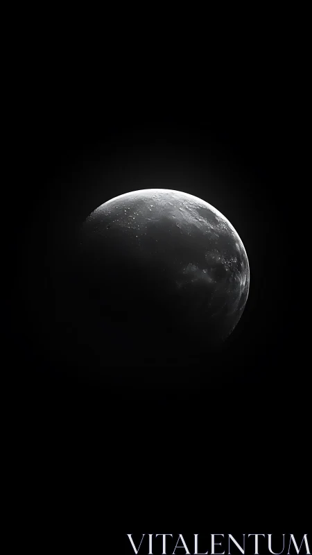 Minimalist lunar crescent in high-contrast monochrome space study.